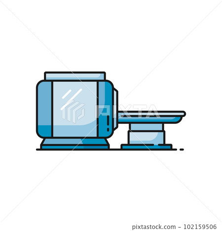 MRI diagnostic scan, radiology and tomography CT scanner, vector color icon. MRT or MRI magnetic resonance imaging machine for body health diagnostics and medical examination MRI diagnostic scan, radiology and tomography CT scanner, vector color icon. MRT or MRI magnetic resonance imaging machine for body health diagnostics and medical examination 102159506
