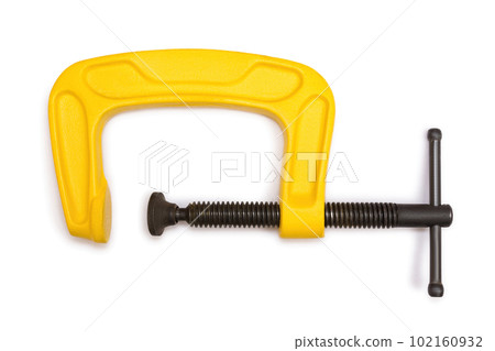 Yellow steel clamp tool isolated on white background 102160932
