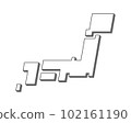 Illustration of a deformed map of Japan drawn with simple line drawings 102161190