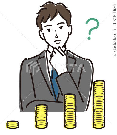 businessman thinking about money businessman thinking about money 102161686