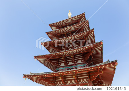 大阪市四天王寺“五層寶塔”(攝於2023年4月1日) 大阪市四天王寺“五層寶塔”(攝於2023年4月1日) 102161843