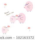 Scandinavian style, cute bird hand-drawn illustration Mother's Day carnation set with message pink bird 102163372