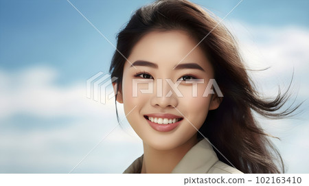 一位年輕女子對著鏡頭微笑 [AI 生成的圖像] 102163410
