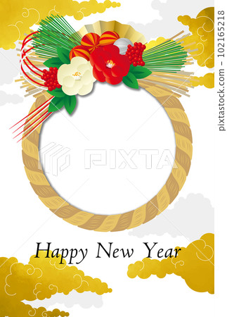 2024 Shimenawa photo frame New Year's card postcard template 102165218