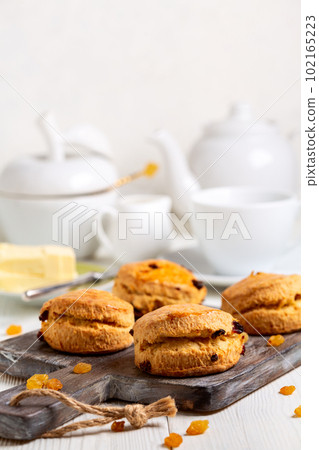 Homemade English scones. 102165223