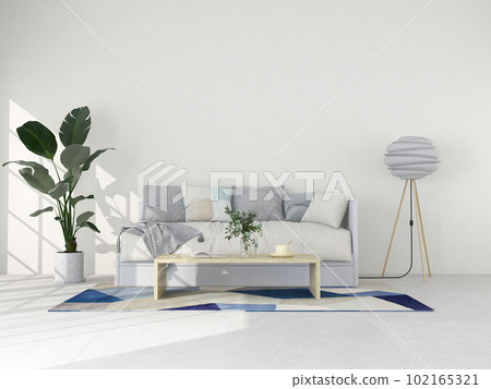 Living room interior in modern style, 3d render with sofa and decorations. 102165321