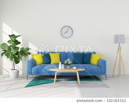 Living room interior in modern style, 3d render with sofa and decorations. 102165322