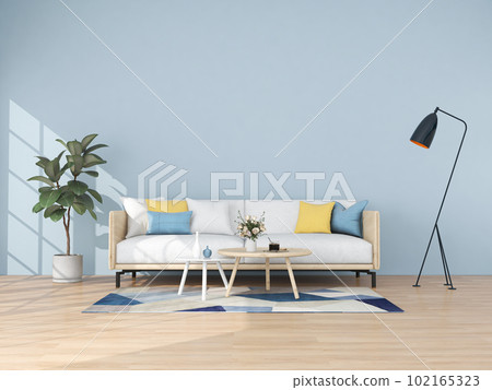 Living room interior in modern style, 3d render with sofa and decorations. 102165323