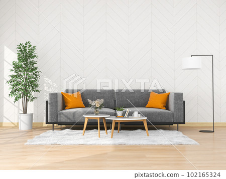 Living room interior in modern style, 3d render with sofa and decorations. 102165324