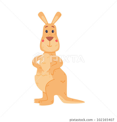 Funny Kangaroo Marsupial Animal Standing and Smiling Vector Illustration 102165407