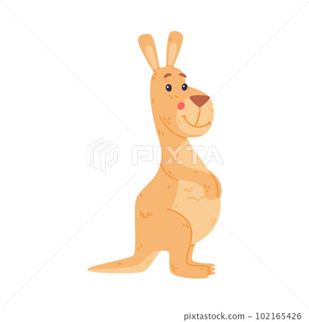 Funny Kangaroo Marsupial Animal Standing and Smiling Vector Illustration 102165426