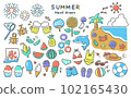 熱帶色彩的可愛夏季手繪插圖 102165430