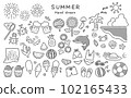 夏日可愛手繪插畫單色 102165433