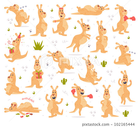 Funny Kangaroo Marsupial Animal Engaged in Different Activity Vector Set Funny Kangaroo Marsupial Animal Engaged in Different Activity Vector Set 102165444