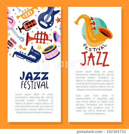 Jazz Musical Festival and Concert Card with Instrument Vector Template Jazz Musical Festival and Concert Card with Instrument Vector Template 102165732