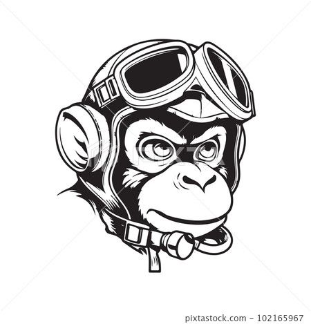 monkey pilot, vector concept digital art ,hand drawn illustration monkey pilot, vector concept digital art ,hand drawn illustration 102165967