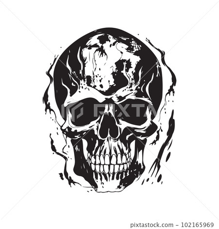 skull hell, vector concept digital art ,hand...-插圖素材 [102165969] - PIXTA圖庫