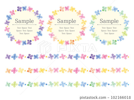 水彩手繪五顏六色的花卉圓形框架和線條 102166018