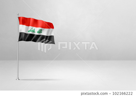 Iraqi flag isolated on white concrete wall background 102166222