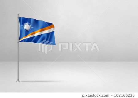 Marshall Islands flag isolated on white concrete wall background Marshall Islands flag isolated on white concrete wall background 102166223
