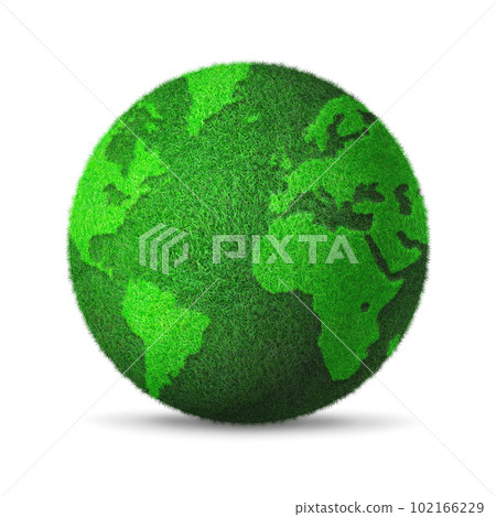 World globe covered with green grass isolated on white background. Environmental protection symbol 102166229