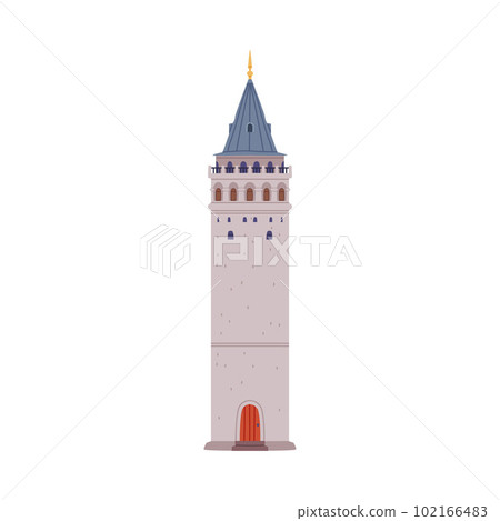 Galata Tower Exhibition Place and Museum as Traditional Istanbul Symbol Vector Illustration 102166483