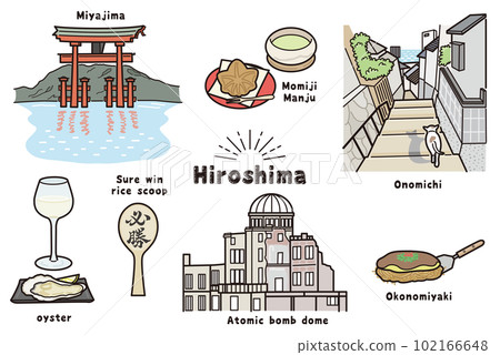 Illustration of handwritten style Hiroshima (color) 102166648