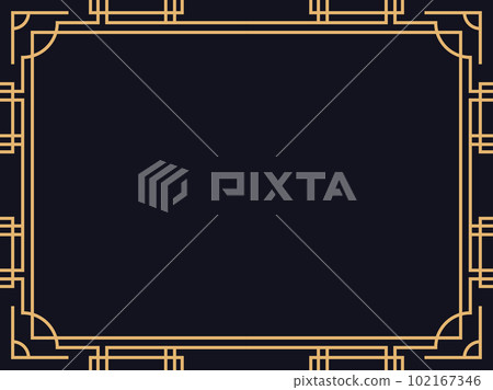 Art deco frame. Vintage linear border. Design a template for invitations, leaflets and greeting cards. The style of the 1920s - 1930s. Vector illustration 102167346