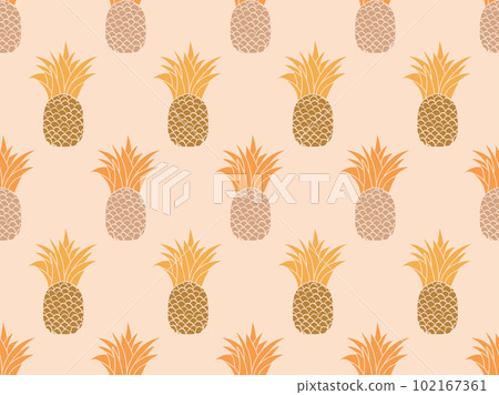 Pineapple seamless pattern. Summer fruit pattern. Pineapple fruit on a beige background. Tropical design for T-shirts, prints on paper and fabric. Vector illustration Pineapple seamless pattern. Summer fruit pattern. Pineapple fruit on a beige background. Tropical design for T-shirts, prints on paper and fabric. Vector illustration 102167361