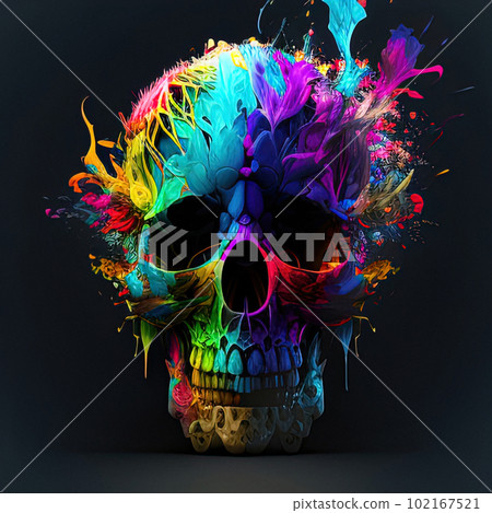 Creepy Floral skull for Halloween and day of the dead design 102167521