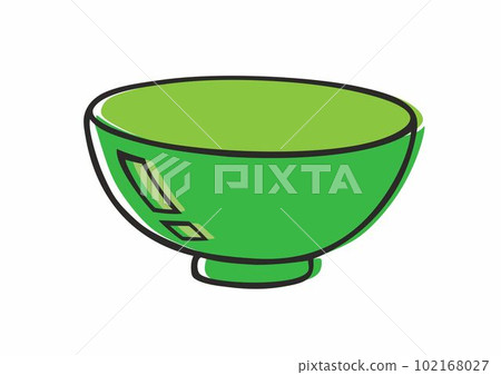 Soup bowl. Doodle style plate. Hand drawn vector. Green colors. Soup bowl. Doodle style plate. Hand drawn vector. Green colors. 102168027