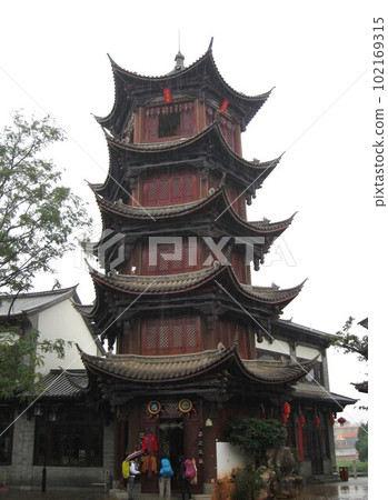 Five-Story Pagoda in Yunnan Ethnic Village, Yunnan Province, China 102169315
