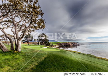 Pebble Beach golf course, Monterey, California, usa 102169612