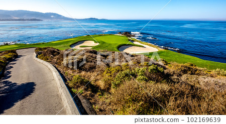Pebble Beach golf course, Monterey, California, usa 102169639