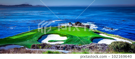 Pebble Beach golf course, Monterey, California, usa 102169640
