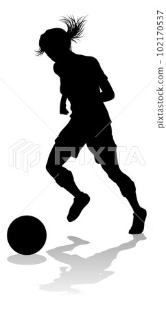 Female Soccer Football Player Woman Silhouette Female Soccer Football Player Woman Silhouette 102170537