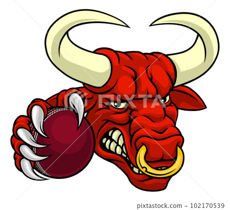 Bull Minotaur Longhorn Cow Cricket Mascot Cartoon Bull Minotaur Longhorn Cow Cricket Mascot Cartoon 102170539