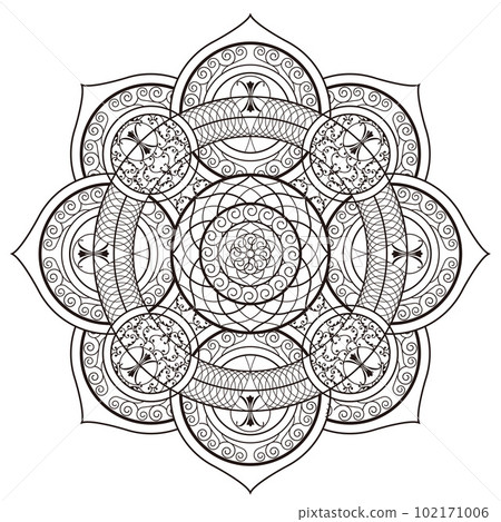 Monochrome illustration of mandala 102171006