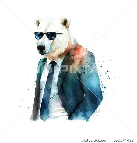 White bear suit fashion. Concept illustration design. Vector art illustration. Business concept. Cute funny character. Fashion model. White bear suit fashion. Concept illustration design. Vector art illustration. Business concept. Cute funny character. Fashion model. 102174458