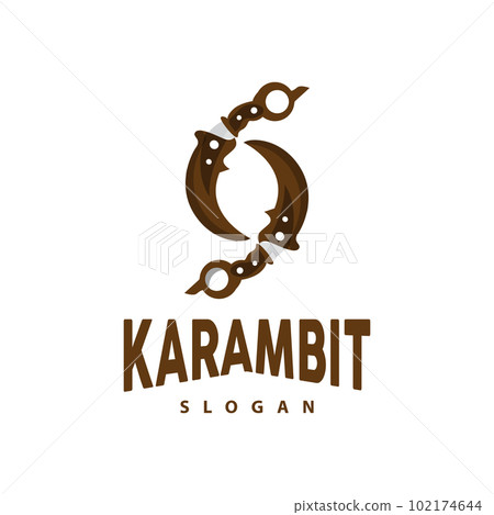 Kerambit Logo, Indonesia Fighting Weapon Vector, Ninja Fighting Tool Simple Design, Template Illustration Symbol Icon 102174644