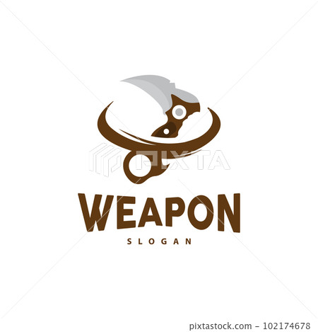 Kerambit Logo, Indonesia Fighting Weapon Vector, Ninja Fighting Tool Simple Design, Template Illustration Symbol Icon 102174678