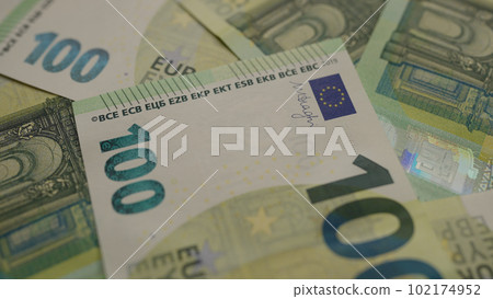 Euro currency background with 100 bills 102174952