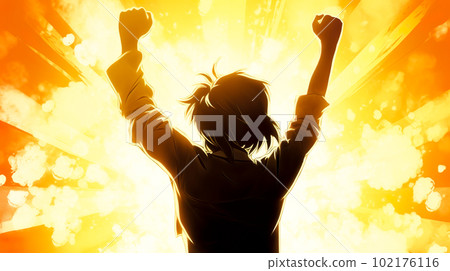 Happy woman silhouette background "AI generated image" Happy woman silhouette background "AI generated image" 102176116