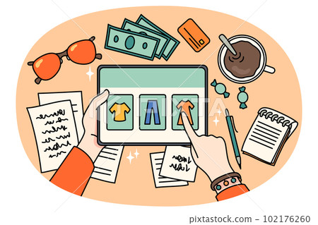 Person shopping online on tablet Person shopping online on tablet 102176260