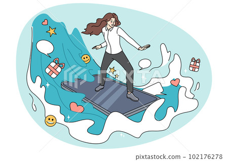 Woman surfing internet on cellphone gadget 102176278