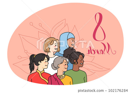 Diverse women celebrate international women day 102176284