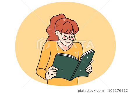Happy girl reading book 102176512