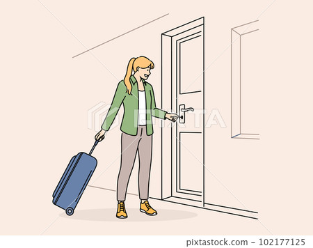 Woman suitcase open door with key Woman suitcase open door with key 102177125