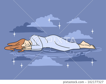 Salm woman sleep in dark night sky Salm woman sleep in dark night sky 102177327