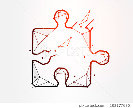 Puzzle polygonal vector illustration on white background. Piece of Puzzle abstract art. 102177680